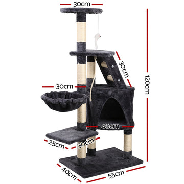 i.Pet Cat Tree 120cm Trees Scratching Post Scratcher Tower Condo House Furniture Wood Multi Level i.Pet